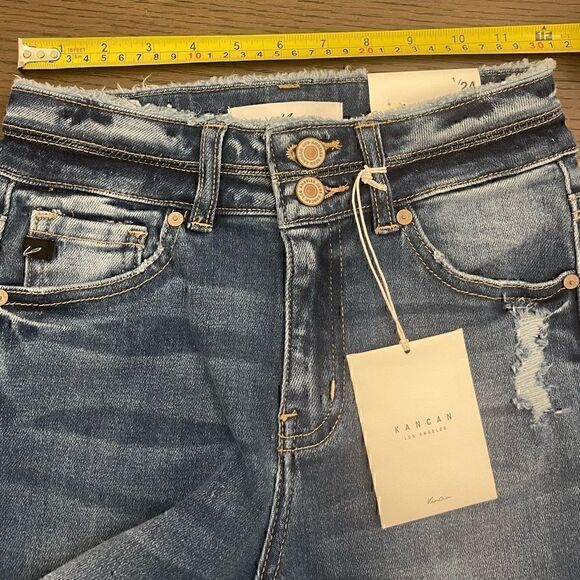 Kancan High Rise Ankle Skinny Denim Jeans with double button - Picture 4 of 6